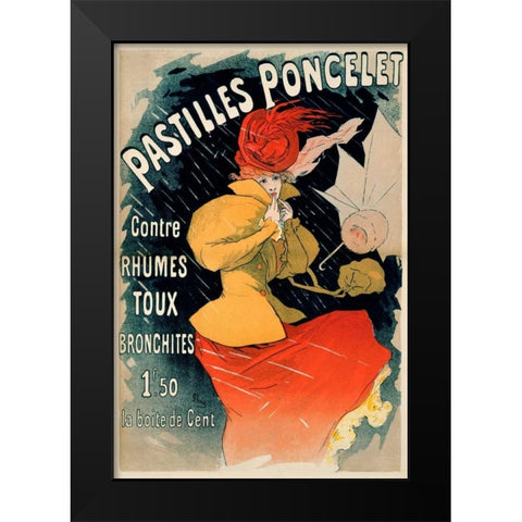 Pastilles Poncelet Black Modern Wood Framed Art Print by Cheret, Jules