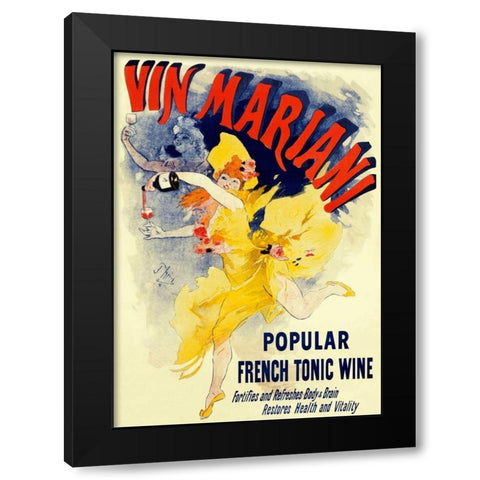Vin Mariani/Popular French Tonic Wine Black Modern Wood Framed Art Print with Double Matting by Cheret, Jules