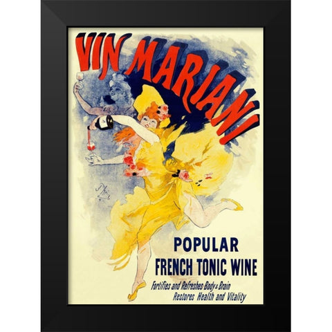Vin Mariani/Popular French Tonic Wine Black Modern Wood Framed Art Print by Cheret, Jules