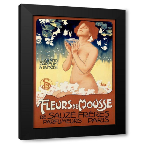 Fleurs de Mousse Black Modern Wood Framed Art Print by Metlicovitz, Leopoldo