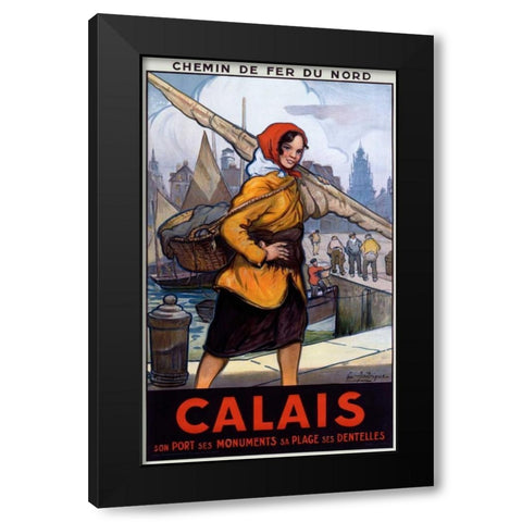 Chemin de Fer du Nord/Calais Black Modern Wood Framed Art Print by Andrique, Georges