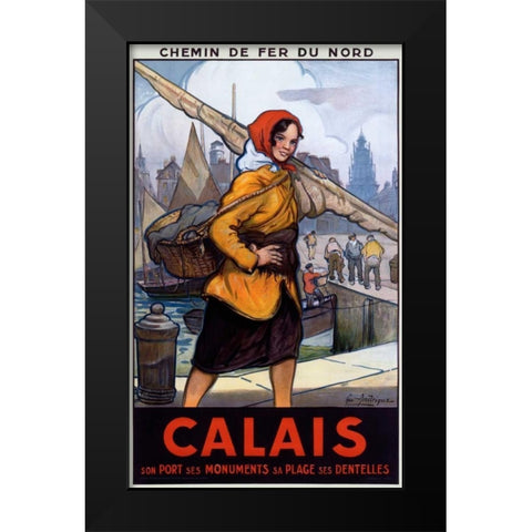 Chemin de Fer du Nord/Calais Black Modern Wood Framed Art Print by Andrique, Georges