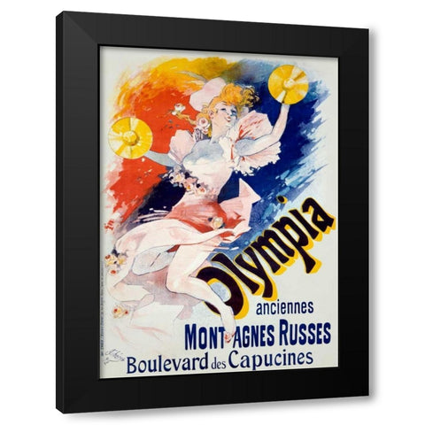 Olympia/Anciennes Montagnes Russes Black Modern Wood Framed Art Print by Cheret, Jules