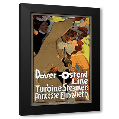 Dover-Ostend Line Black Modern Wood Framed Art Print with Double Matting by Hohenstein, Adolfo