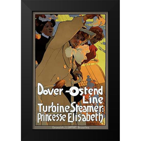 Dover-Ostend Line Black Modern Wood Framed Art Print by Hohenstein, Adolfo
