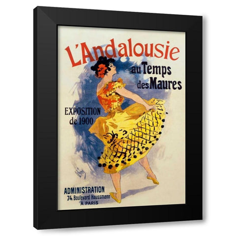 LAndalousie au Temps des Maures Black Modern Wood Framed Art Print by Cheret, Jules