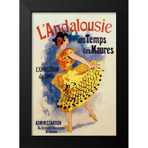 LAndalousie au Temps des Maures Black Modern Wood Framed Art Print by Cheret, Jules