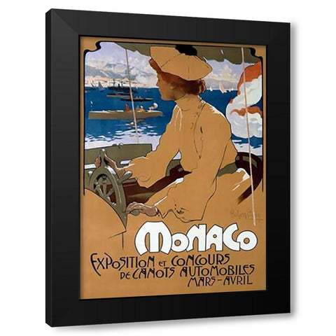 Monaco/ExVintageition de Canots Automobiles Black Modern Wood Framed Art Print by Hohenstein, Adolfo