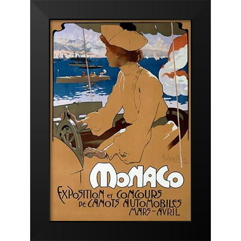 Monaco/ExVintageition de Canots Automobiles Black Modern Wood Framed Art Print by Hohenstein, Adolfo