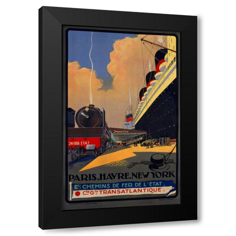 Paris, Havre, New York Black Modern Wood Framed Art Print with Double Matting by Sebille, Albert