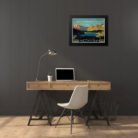 St. Moritz/Engadin Black Modern Wood Framed Art Print by Burger, Wilhelm F.