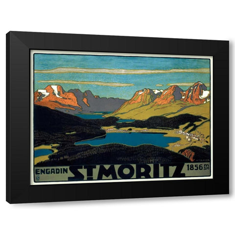 St. Moritz/Engadin Black Modern Wood Framed Art Print by Burger, Wilhelm F.