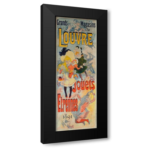 Grands Magasins du Louvre/Jouets, Etrennes 1891 Black Modern Wood Framed Art Print with Double Matting by Cheret, Jules