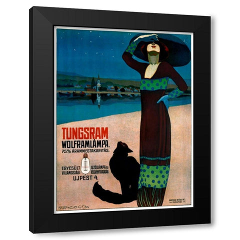 Tungsram Wolframlampa Black Modern Wood Framed Art Print by Farago, Geza