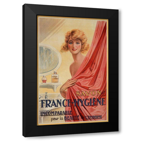 Savon France-Hygiene Black Modern Wood Framed Art Print by Rep