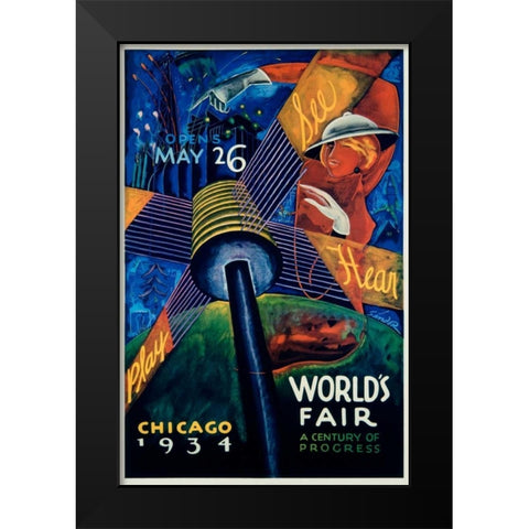 Chicago Worlds Fair 1933-34 Black Modern Wood Framed Art Print by Sandor