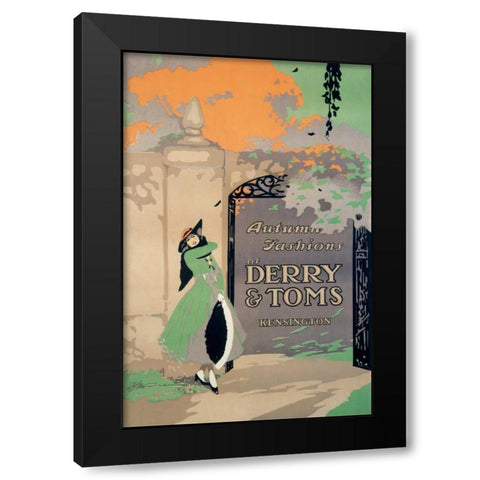 Derry and Toms/Autumn Fashions Black Modern Wood Framed Art Print by Warren, F.H.