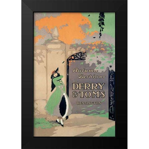Derry and Toms/Autumn Fashions Black Modern Wood Framed Art Print by Warren, F.H.