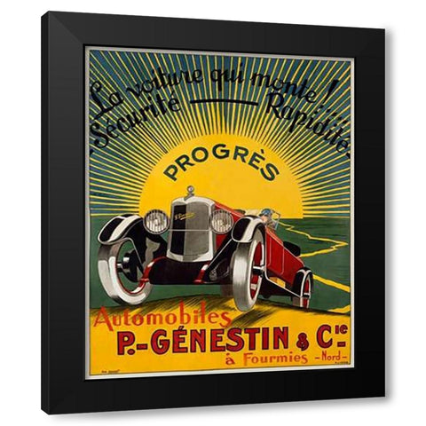 Automobiles P.-Genestin and Cie Black Modern Wood Framed Art Print with Double Matting by Lecoq, H. J