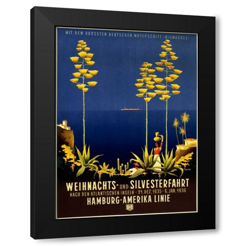 Hamburg-Amerika Linie Black Modern Wood Framed Art Print by Anton, Ottomar