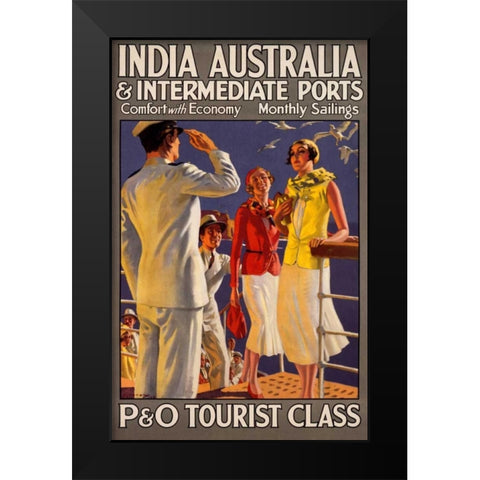 India Australia and Intermediate Ports/P and O Black Modern Wood Framed Art Print by Michael