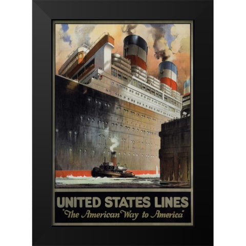 United States Lines/â€Leviathanâ€ Black Modern Wood Framed Art Print by Pike, R.S.