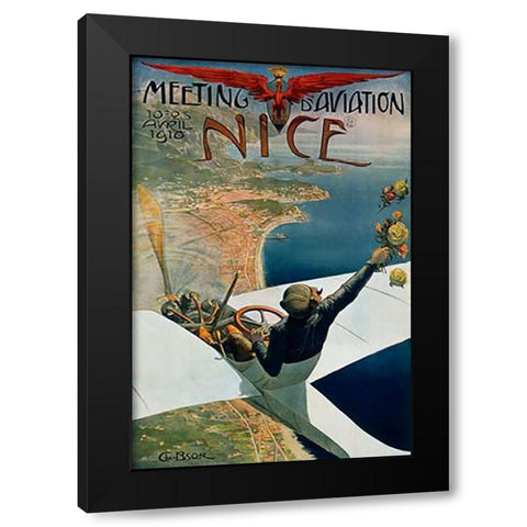 Meeting dâ€™Aviation/Nice Black Modern Wood Framed Art Print by Brosse, Charles Leonce