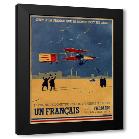 French Aviation: Commemorative Posters 2 of 3 Black Modern Wood Framed Art Print by Cave, Lucien
