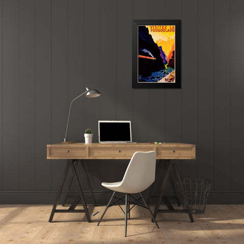 Visit Yugoslavia Black Modern Wood Framed Art Print by Unknown