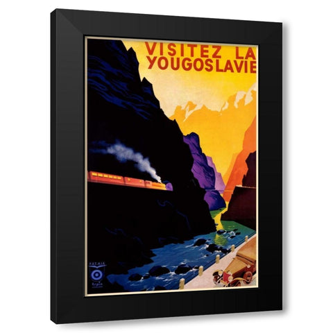 Visit Yugoslavia Black Modern Wood Framed Art Print by Unknown