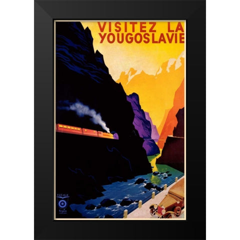 Visit Yugoslavia Black Modern Wood Framed Art Print by Unknown