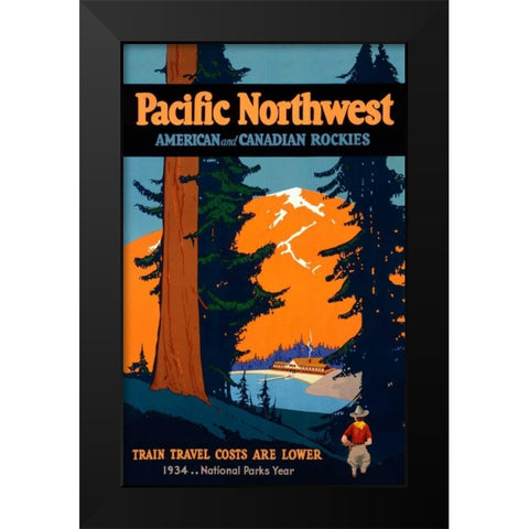 Pacific Northwest Black Modern Wood Framed Art Print by Bryn, Oscar M.