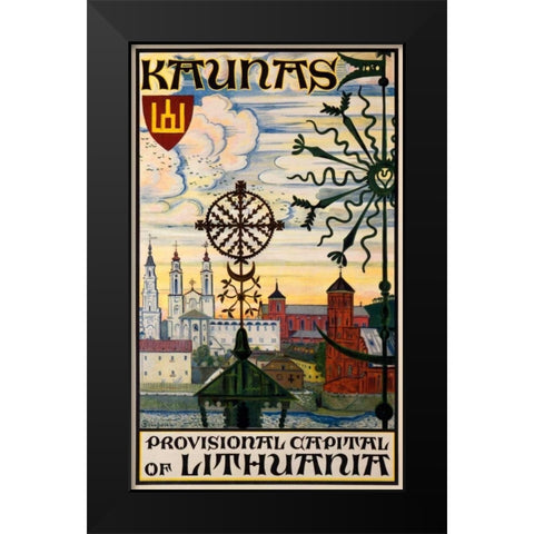 Kaunas/Lithuania Black Modern Wood Framed Art Print by Dobuzhinsky, Mstilav