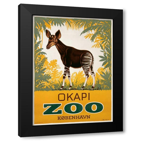 KÃ¸benhavn Zoo/Okapi Black Modern Wood Framed Art Print by Lippert, Aage