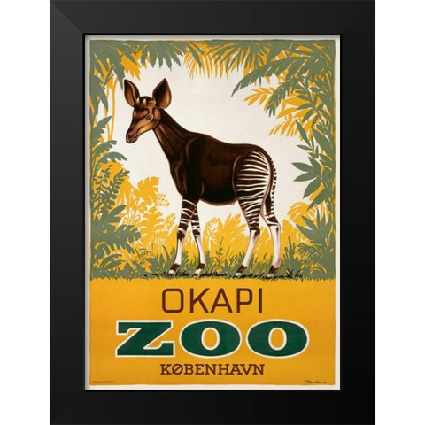 KÃ¸benhavn Zoo/Okapi Black Modern Wood Framed Art Print by Lippert, Aage