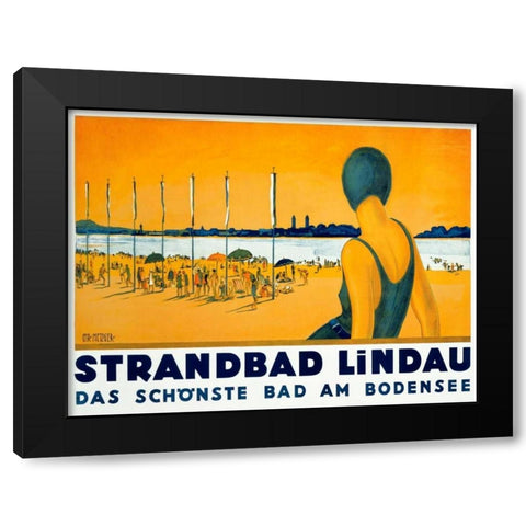 Strandbad Lindau Black Modern Wood Framed Art Print with Double Matting by Metzger, Charles
