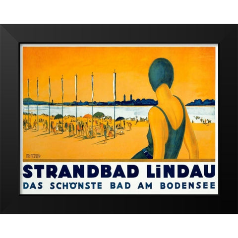 Strandbad Lindau Black Modern Wood Framed Art Print by Metzger, Charles
