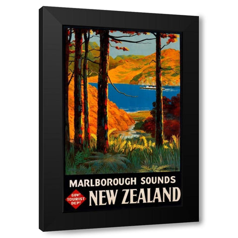 New Zealand Black Modern Wood Framed Art Print with Double Matting by Mitchell, L.E.