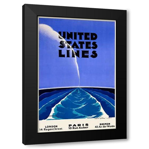 United States Lines Black Modern Wood Framed Art Print with Double Matting by Maurus, Edmond