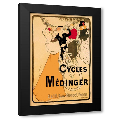 Cycles Medinger, 1897 Black Modern Wood Framed Art Print by Bottini, Georges-Alfred
