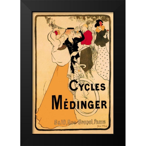 Cycles Medinger, 1897 Black Modern Wood Framed Art Print by Bottini, Georges-Alfred
