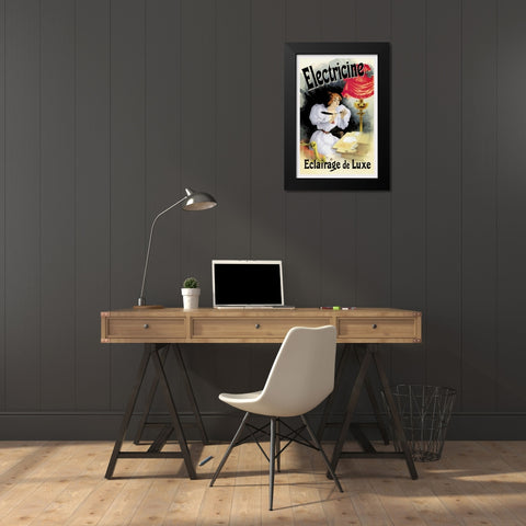 Electricine - Eclairage de Luxe Black Modern Wood Framed Art Print by Cheret, Jules