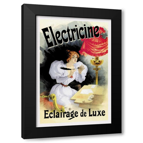 Electricine - Eclairage de Luxe Black Modern Wood Framed Art Print with Double Matting by Cheret, Jules