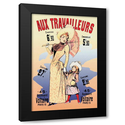 Aux Travailleurs Black Modern Wood Framed Art Print by Choubrac, Alfred