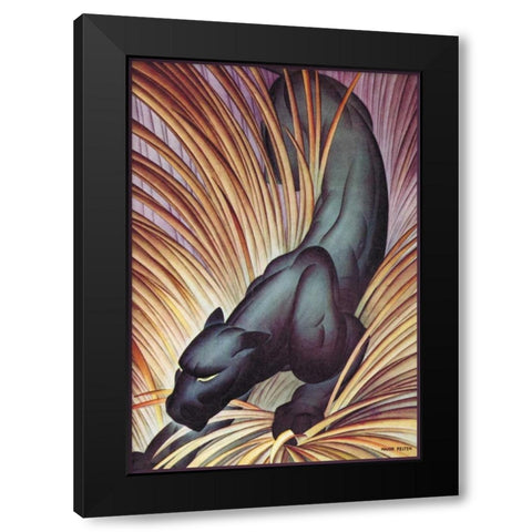 Stalking Panther, 1934 Black Modern Wood Framed Art Print by Felton, Major