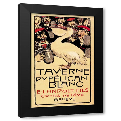 Taverne du Pelican Blanc, 1893 Black Modern Wood Framed Art Print by Forestier, Henry-Claudius