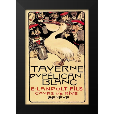 Taverne du Pelican Blanc, 1893 Black Modern Wood Framed Art Print by Forestier, Henry-Claudius