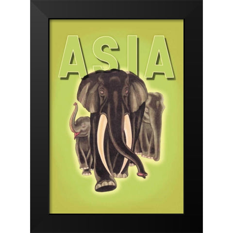 Indian Elephants, 1934 Black Modern Wood Framed Art Print by Harrer, Robert
