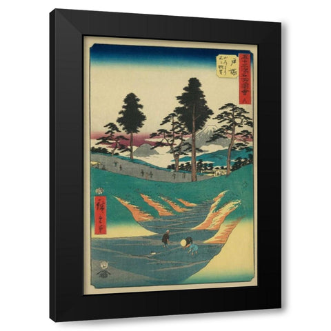 Totsuka, 1855 Black Modern Wood Framed Art Print by Hiroshige, Ando
