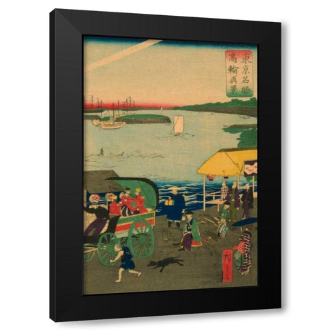 Famous places in Tokyo: real view of Takanawa (Tokyo meisho Takanawa no shinkei) #3, 1870 Black Modern Wood Framed Art Print with Double Matting by Hiroshige, Utagawa